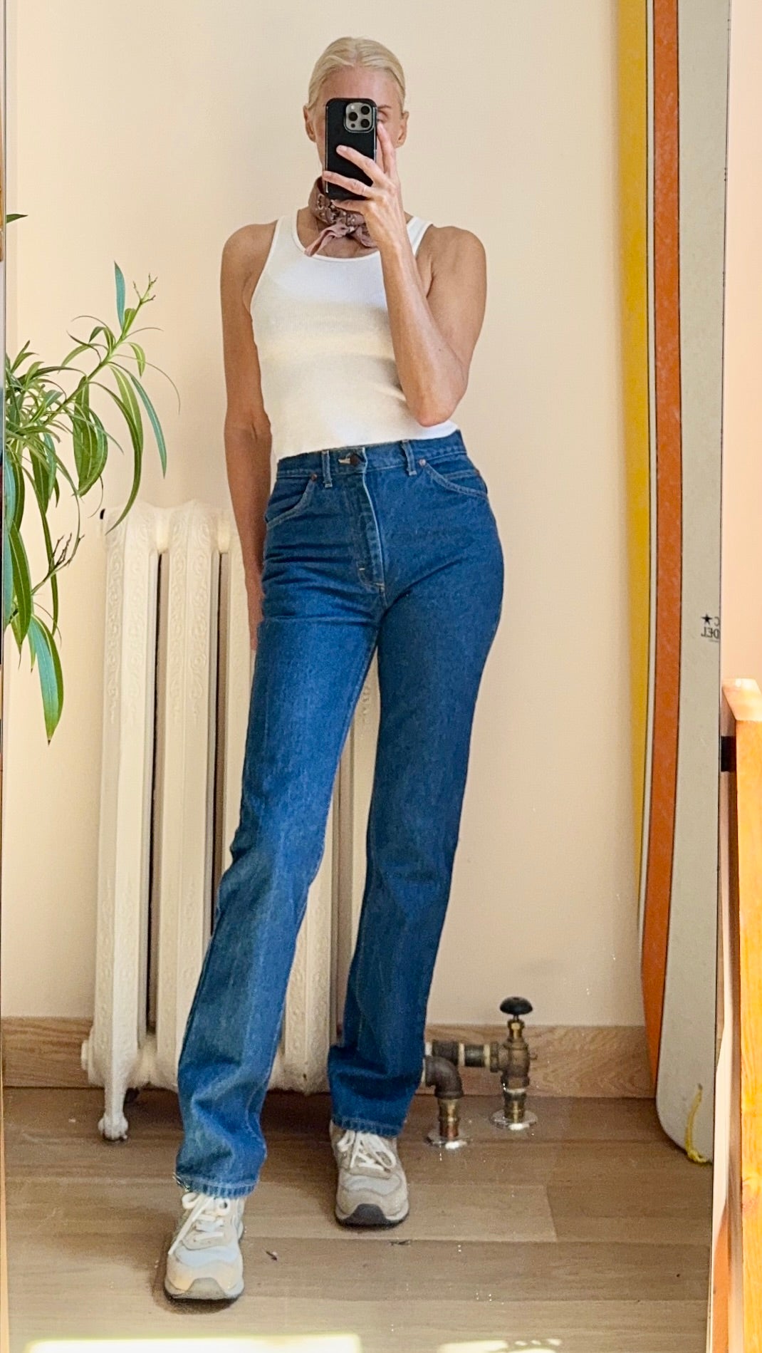 Vintage 70s 80s Lee Riders High Waist Straight Leg Dark Medium Wash Size 29 to 30 Union Made in USA