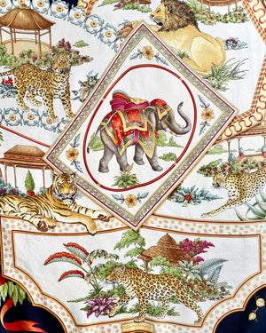 Vintage Salvatore Ferragamo Silk Twill Printed Wild Animal Cats Carre Scarf Shawl 34X34