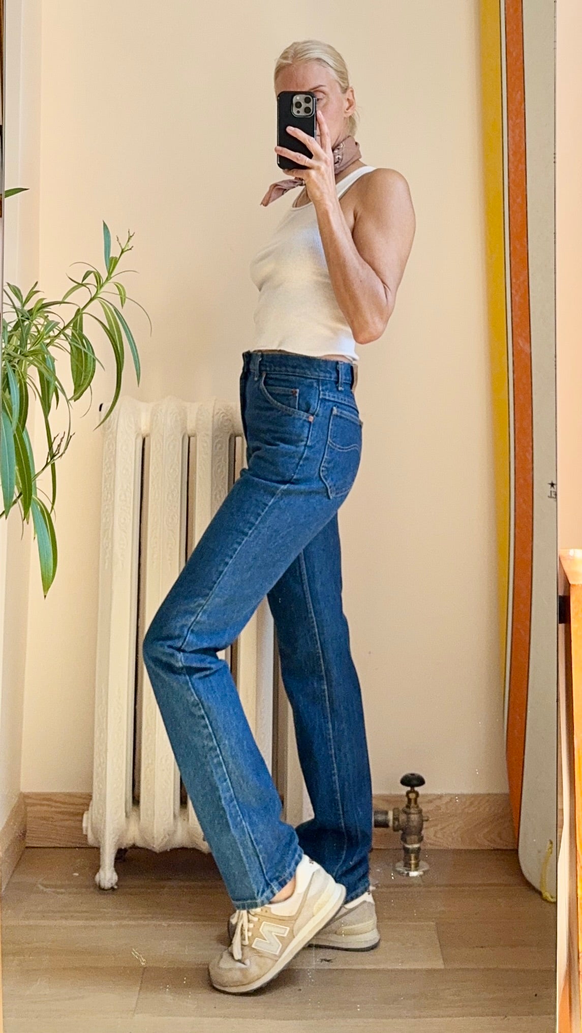 Vintage 70s 80s Lee Riders High Waist Straight Leg Dark Medium Wash Size 29 to 30 Union Made in USA
