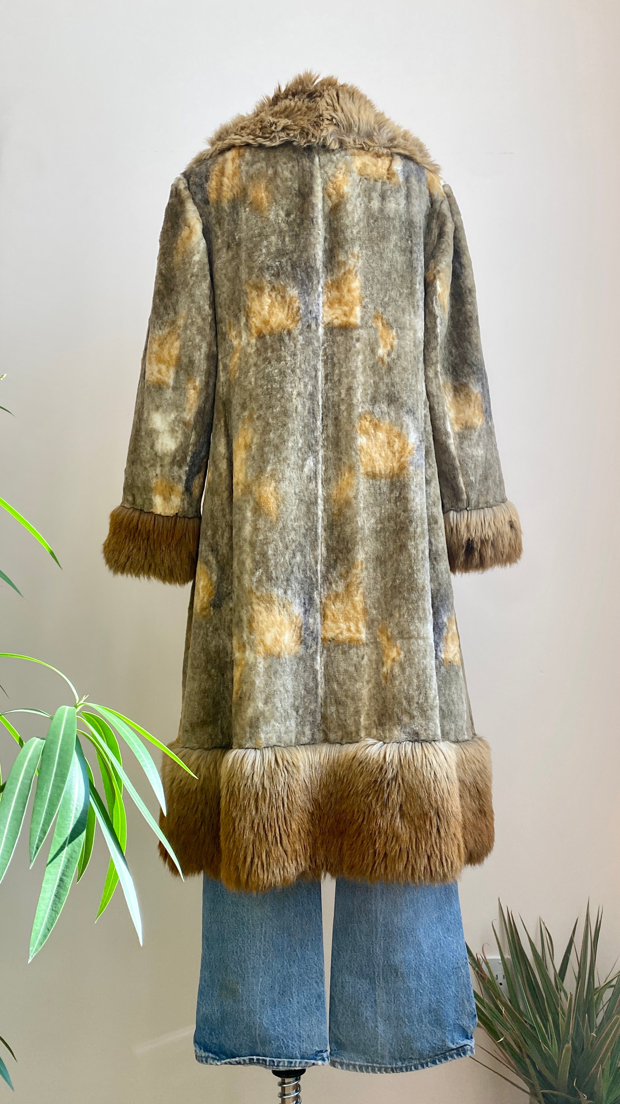 Vintage 1970s MAYS Faux Fur Velvet Penny Lane Coat ML 8 Made in France