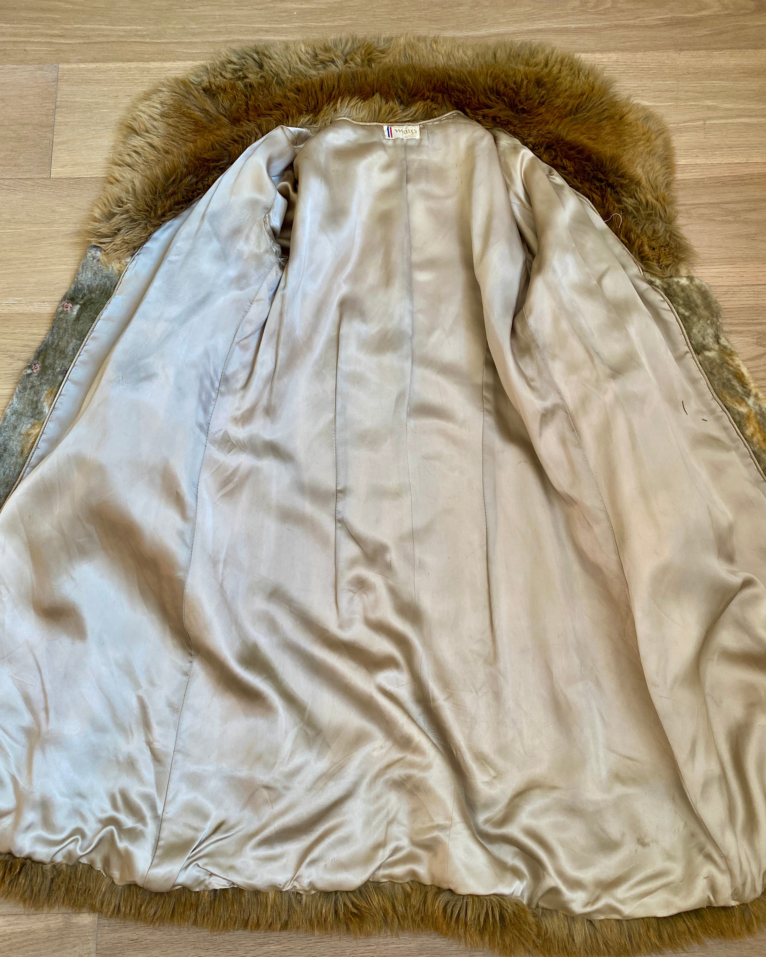 Vintage 1970s MAYS Faux Fur Velvet Penny Lane Coat ML 8 Made in France