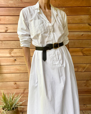 Antique Victorian White Cotton Long Chemise Night Shirt Dress M or L