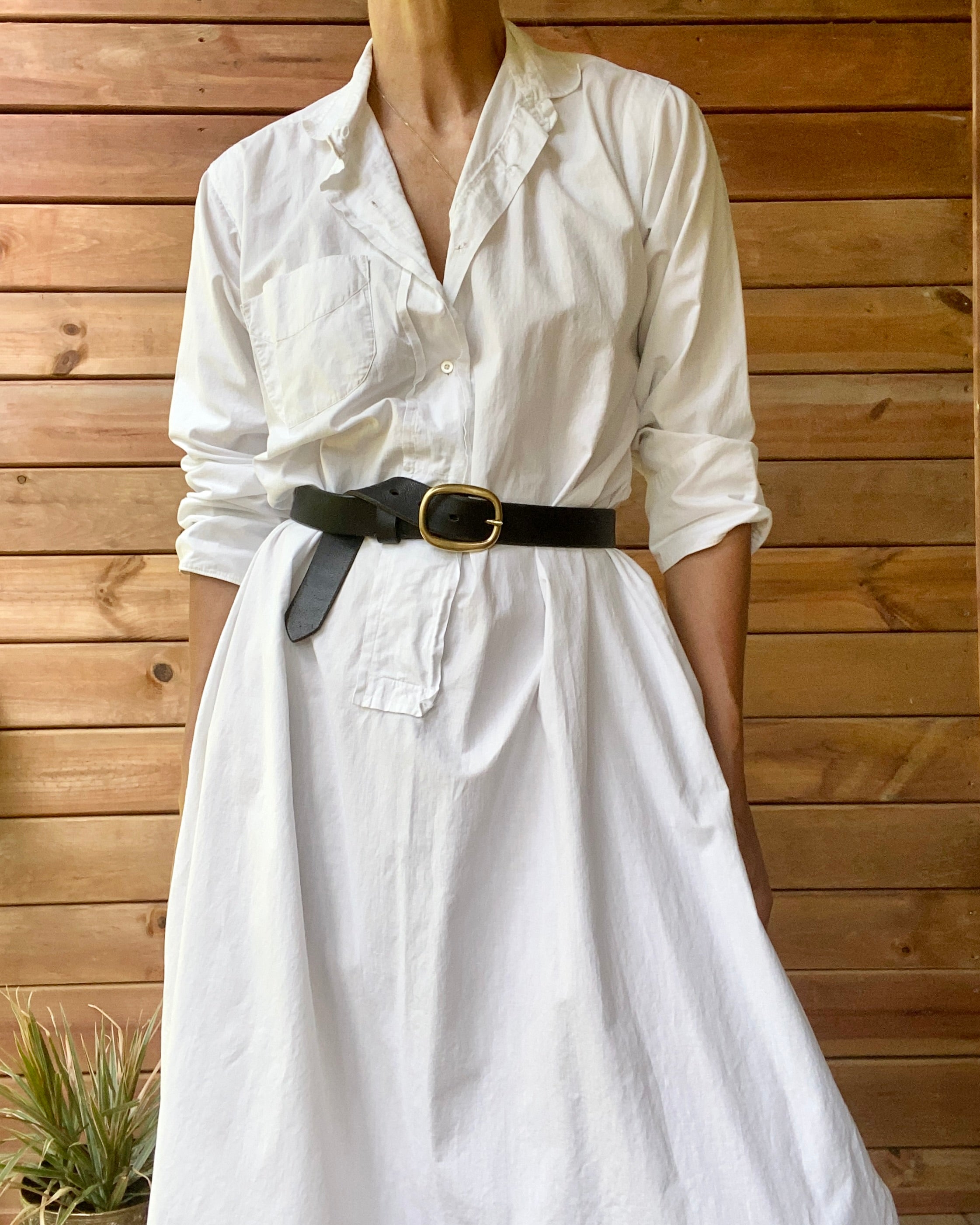 Antique Victorian White Cotton Long Chemise Night Shirt Dress M or L