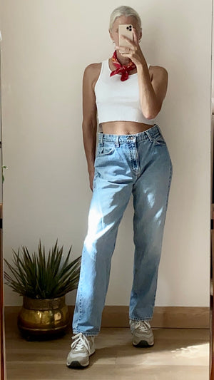 Vintage 1990s Levis 505 Orange Tab Relaxed Fit Light Wash Jeans 32
