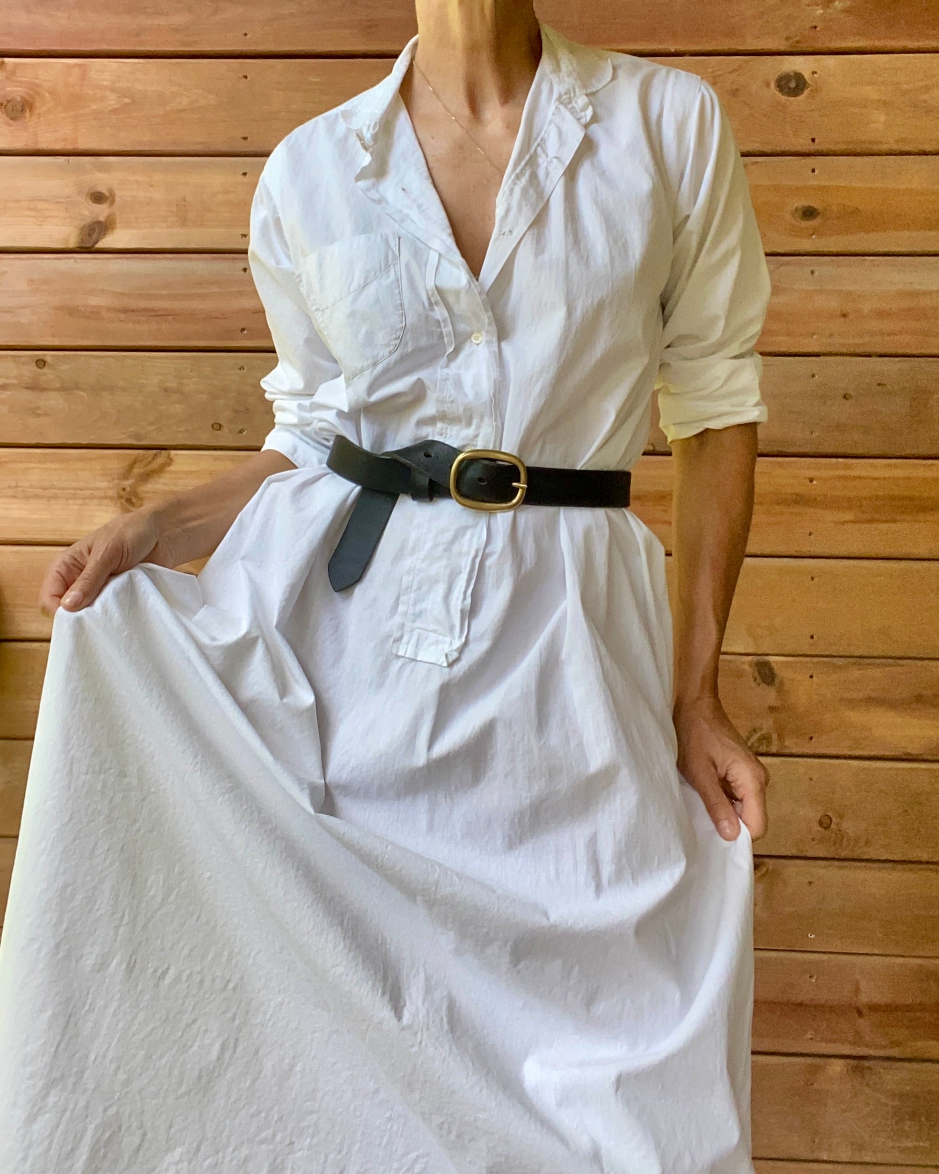 Antique Victorian White Cotton Long Chemise Night Shirt Dress M or L
