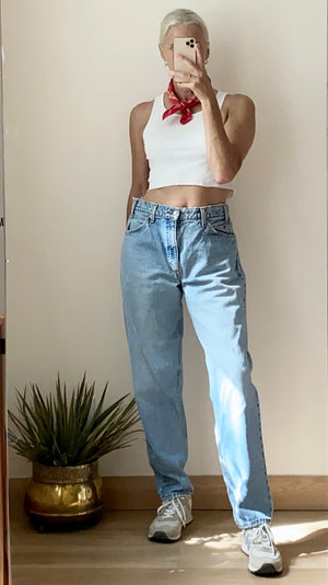 Vintage 1990s Levis 505 Orange Tab Relaxed Fit Light Wash Jeans 32