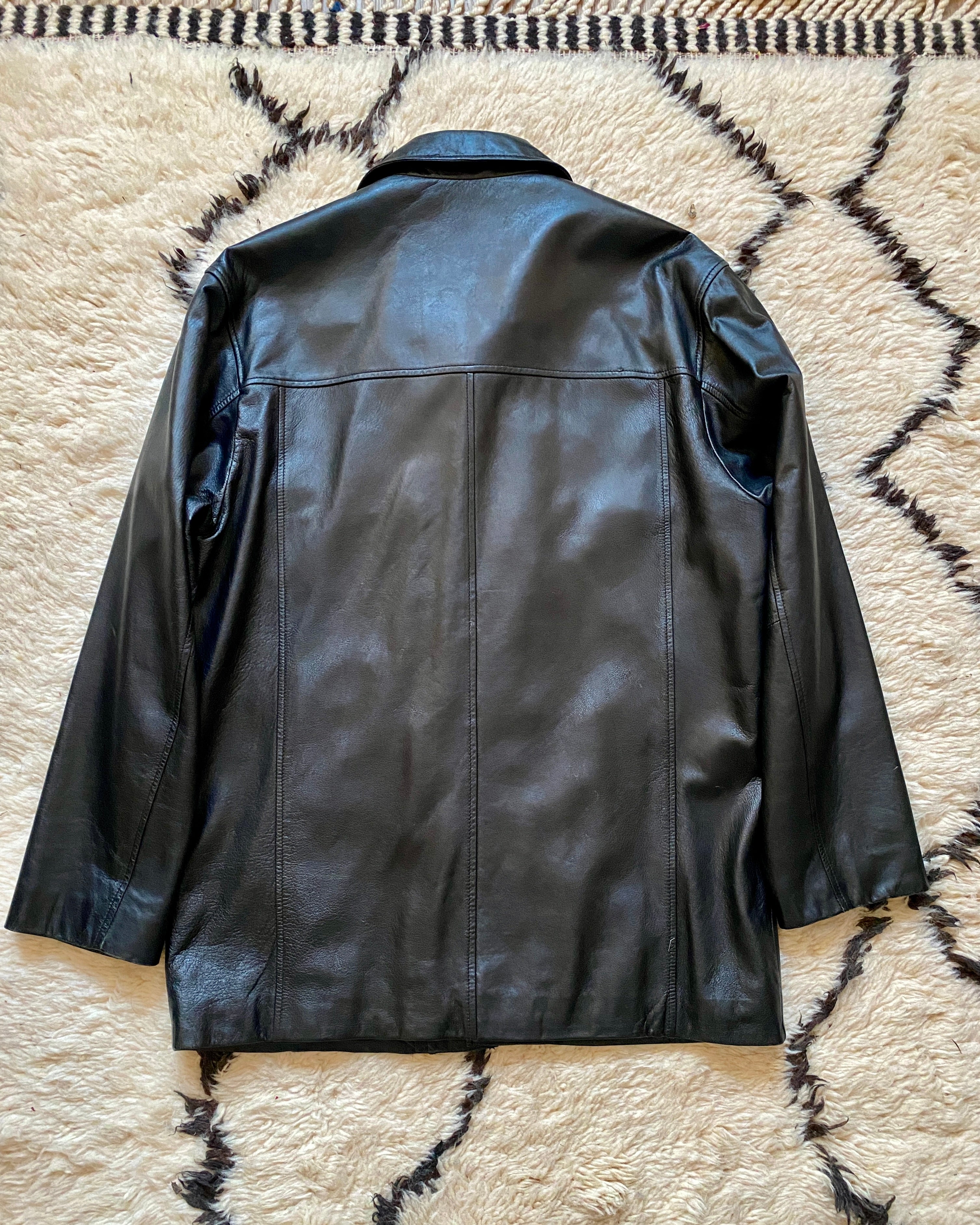 Vintage DANIER Y2K Minimalist Black Leather Button Front Jacket With Quilted Vest Liner Like New Condition Women's L Mens M