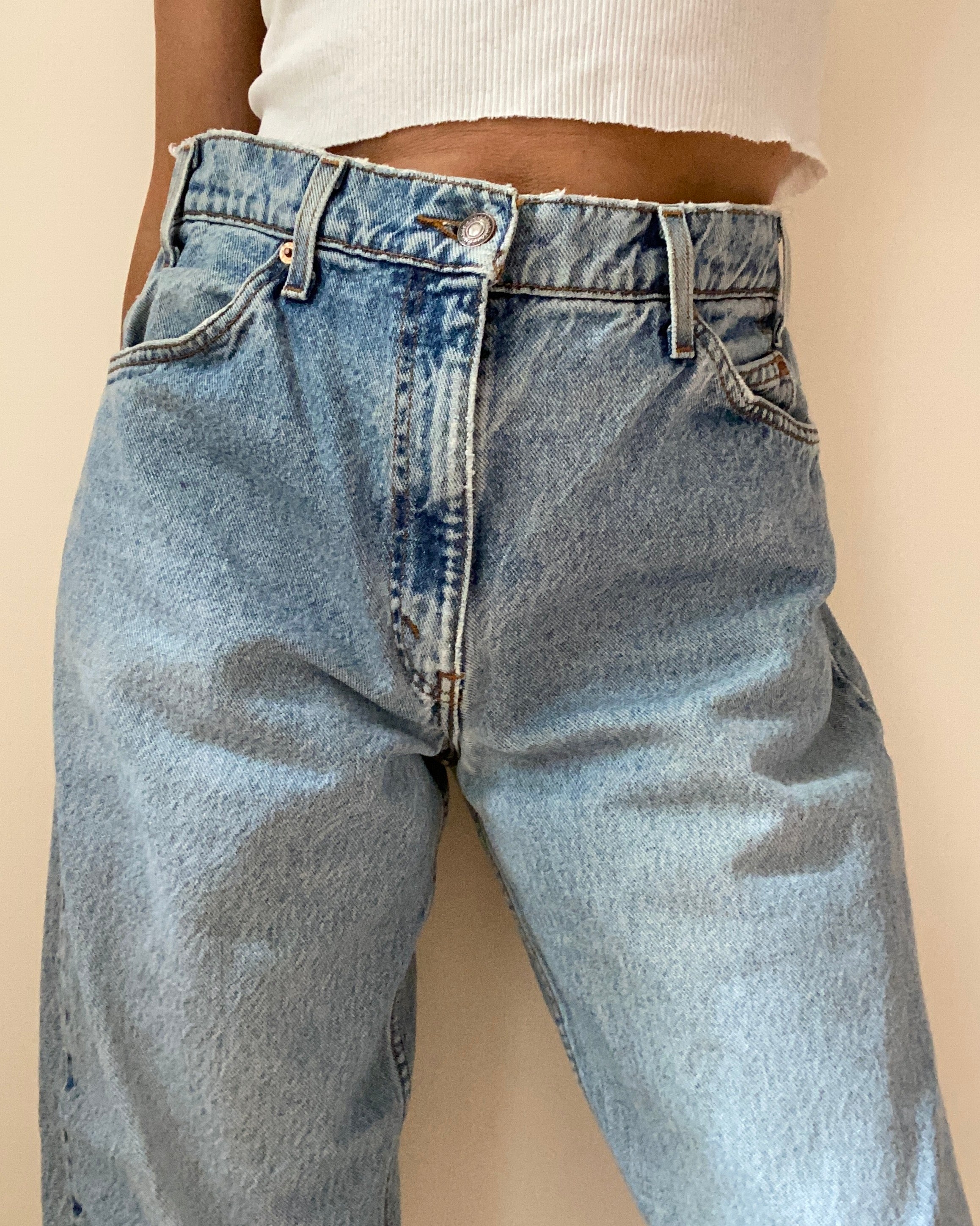 Vintage 1990s Levis 505 Orange Tab Relaxed Fit Light Wash Jeans 32