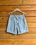 Vintage 1990s Red Tab Levis High Waist Relaxed fit Light Wash Hemmed Denim Jean Shorts Paper Tag Size 29 Waist