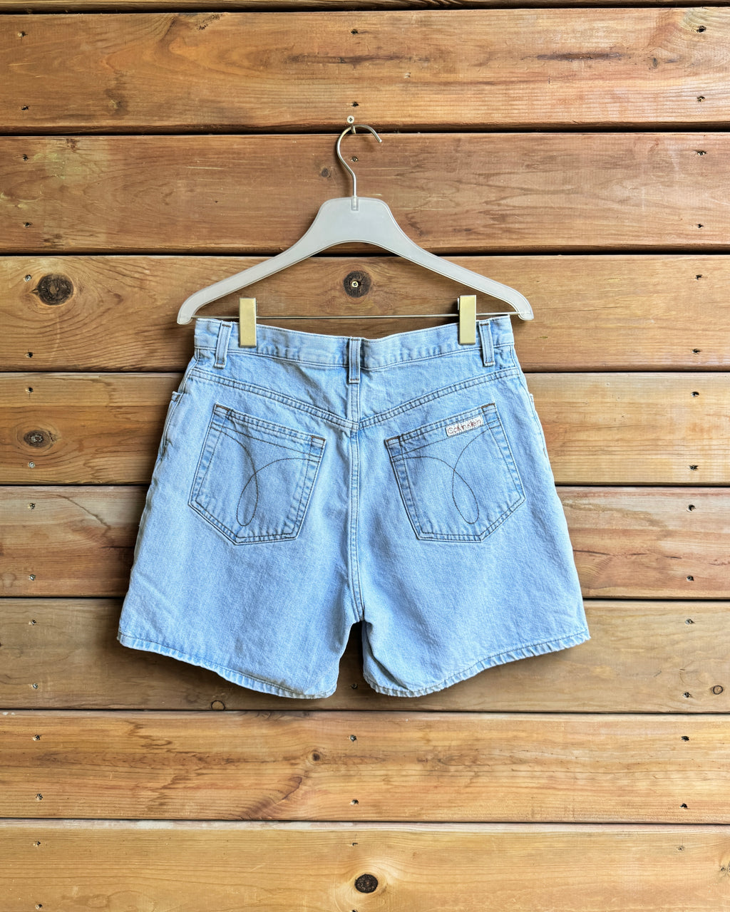 Vintage 1990s CALVIN KLEIN Relaxed Fit Light Blue Wash Denim Hemmed Jean Shorts Size 31