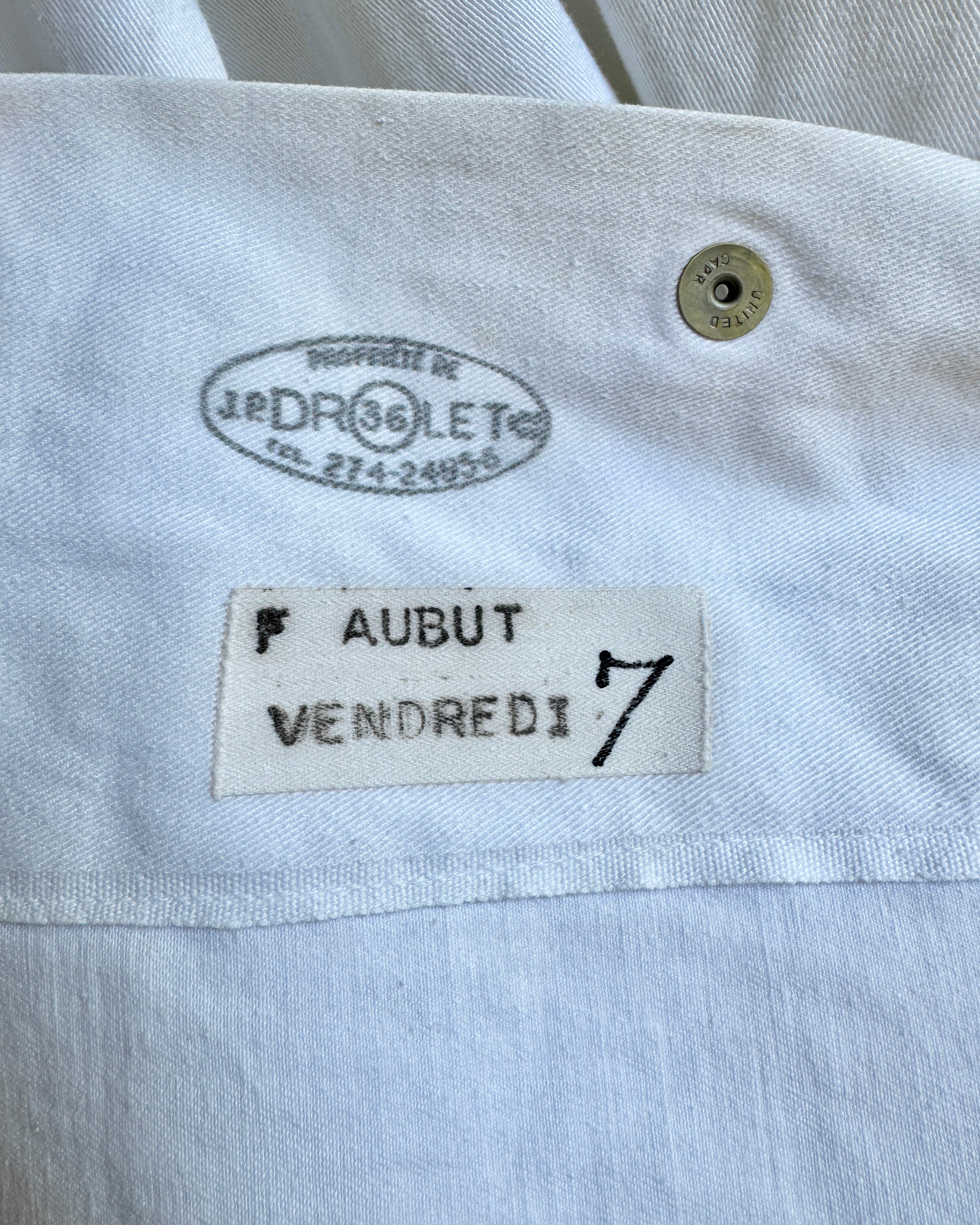 Vintage 1960s White Cotton Twill Doctor Lab Chore Workwear Jacket Coat Duster with Snaps Union Made in Canada