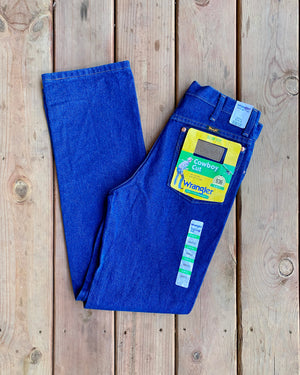 Vintage 1990s Deadstock Bootcut Cut Wrangler Raw Dark Blue Wash Jeans size 29