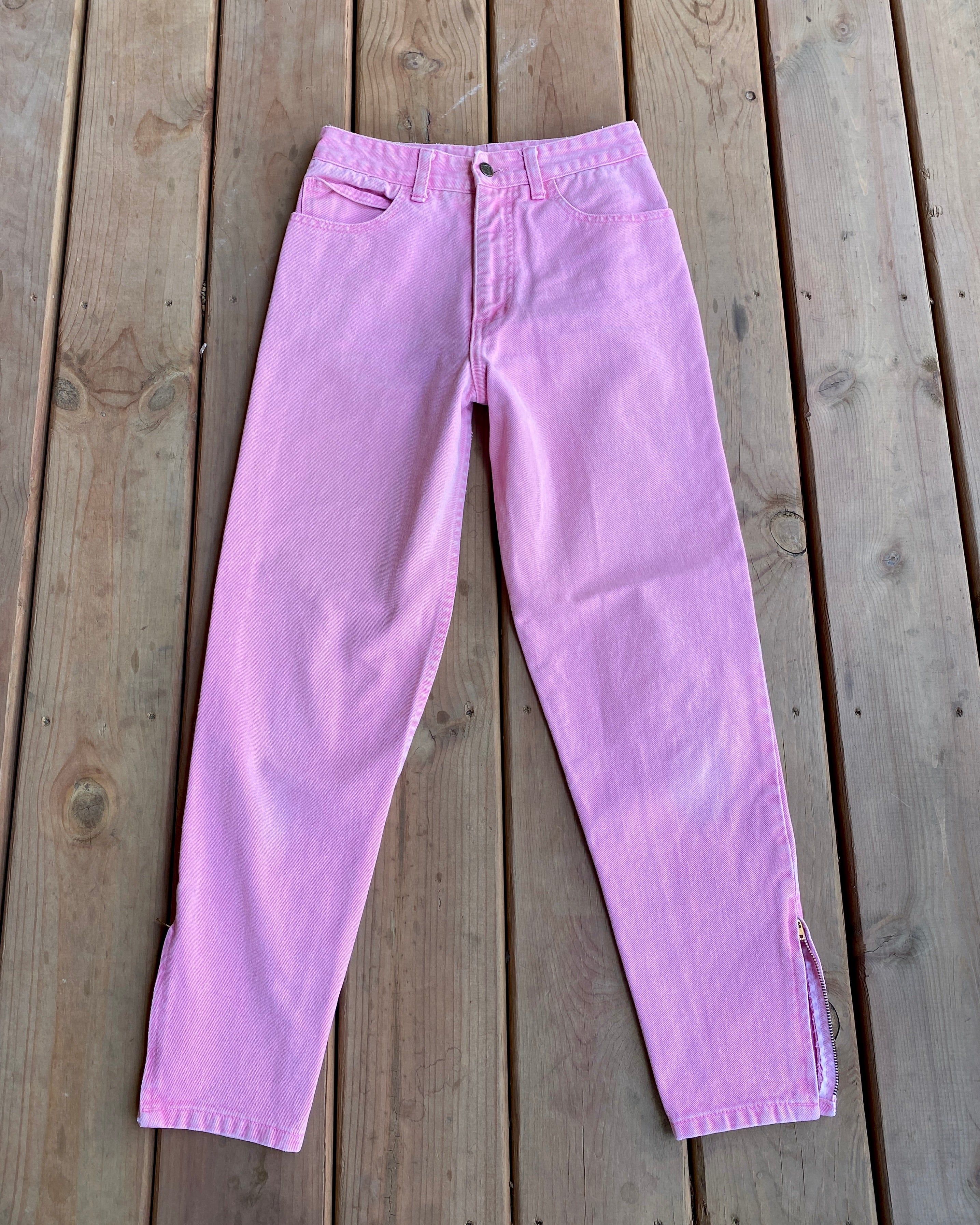 Vintage 1980s Pink Georges Marciano Guess Jeans with Ankle Zippers size 26 Made in USA