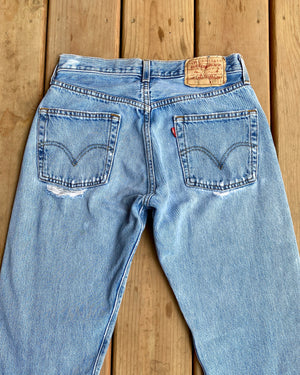 Vintage 1990s Levis 501 Light Wash Patched Jeans size 28
