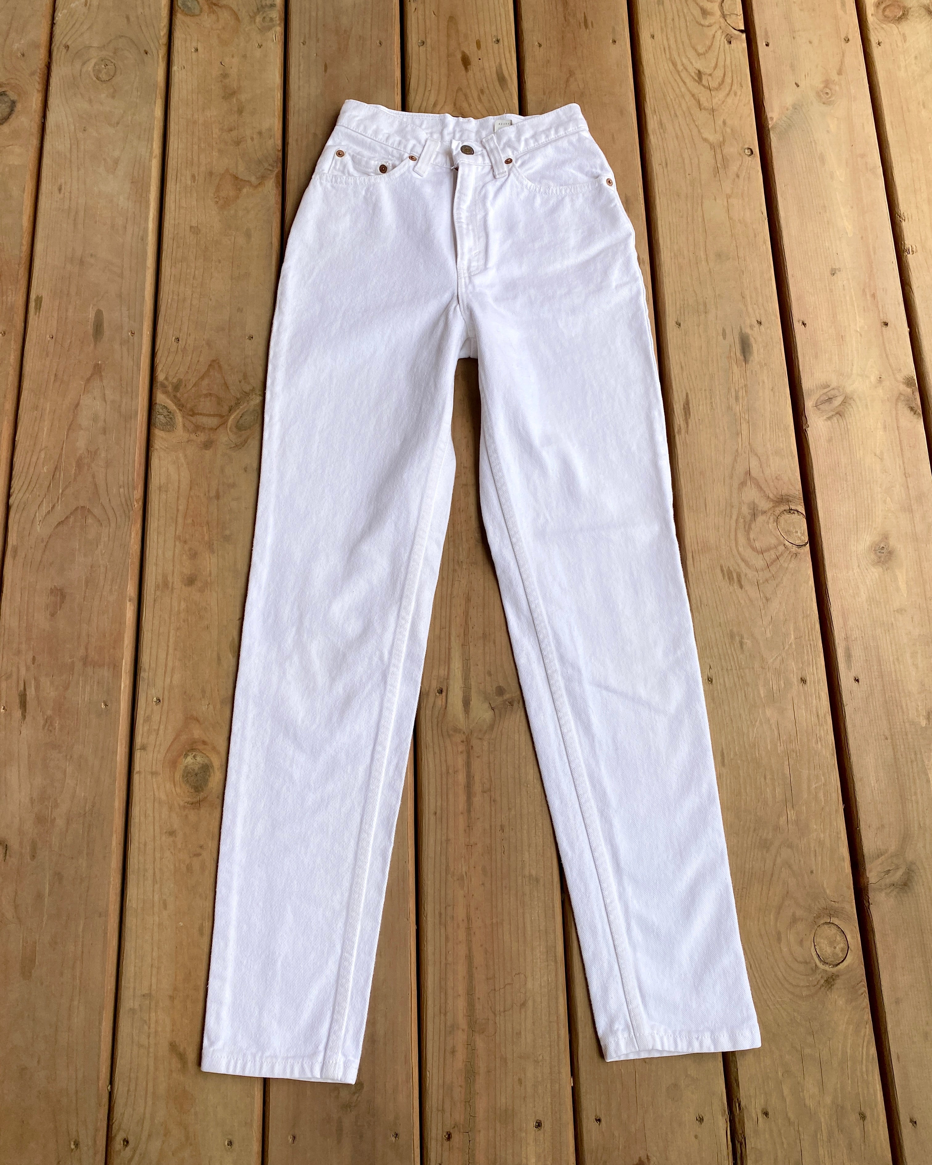 Vintage 1980s Levis 512 Red Tab White Jeans size 24 to 25 Waist Made in USA