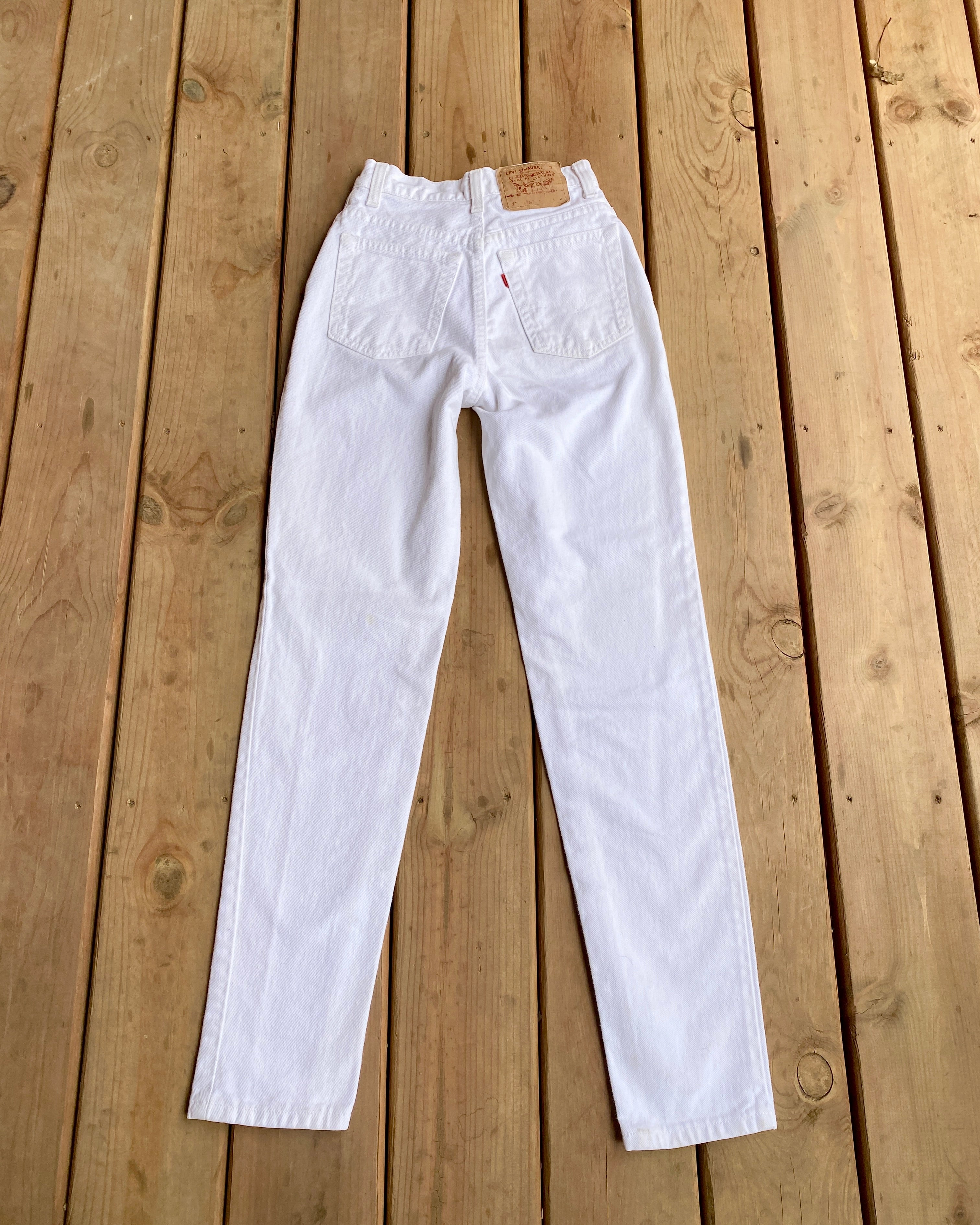 Vintage 1980s Levis 512 Red Tab White Jeans size 24 to 25 Waist Made in USA