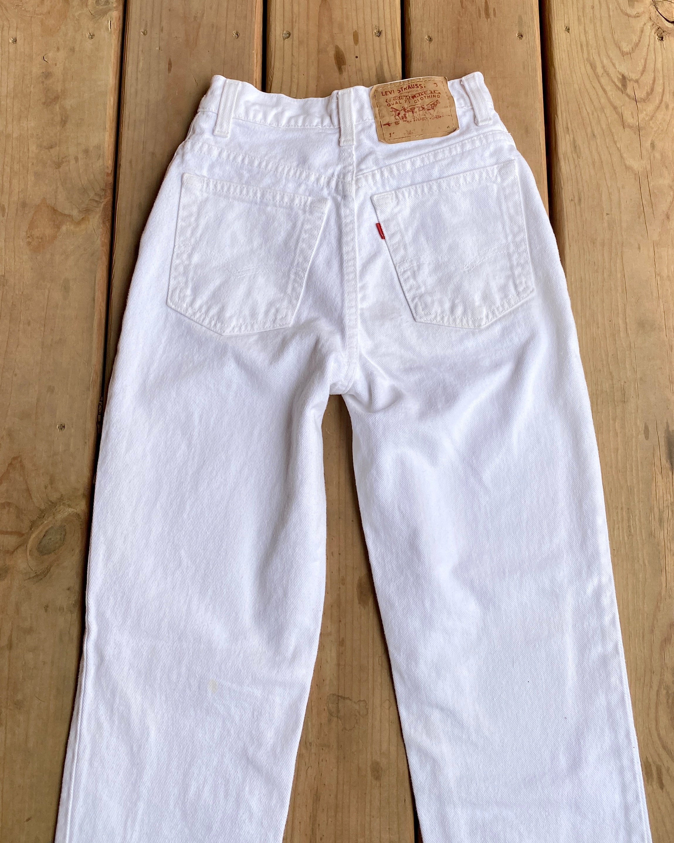 Vintage 1980s Levis 512 Red Tab White Jeans size 24 to 25 Waist Made in USA