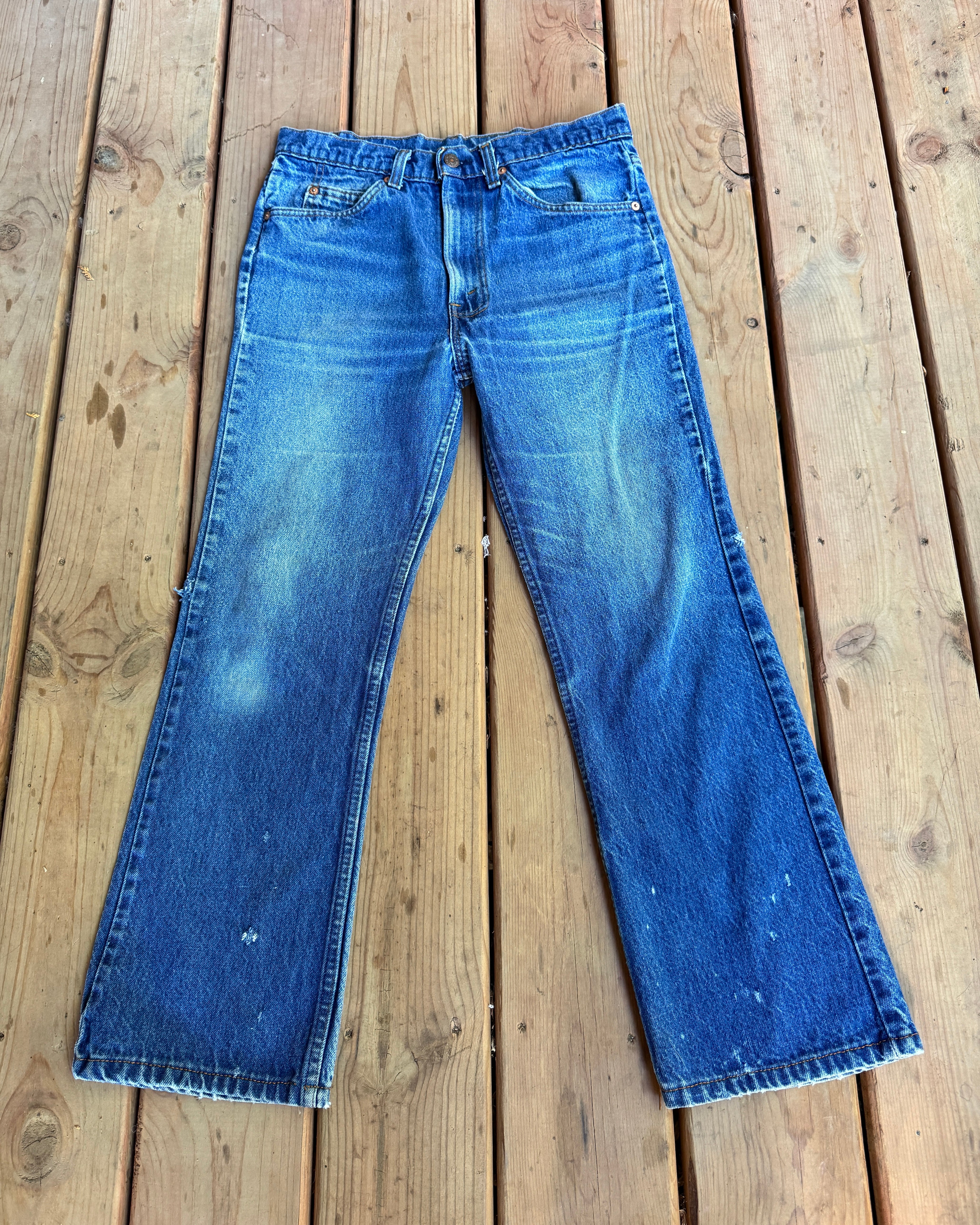 Vintage 1970s Orange Tab Flare Jeans High Waist Made in USA Waist 30