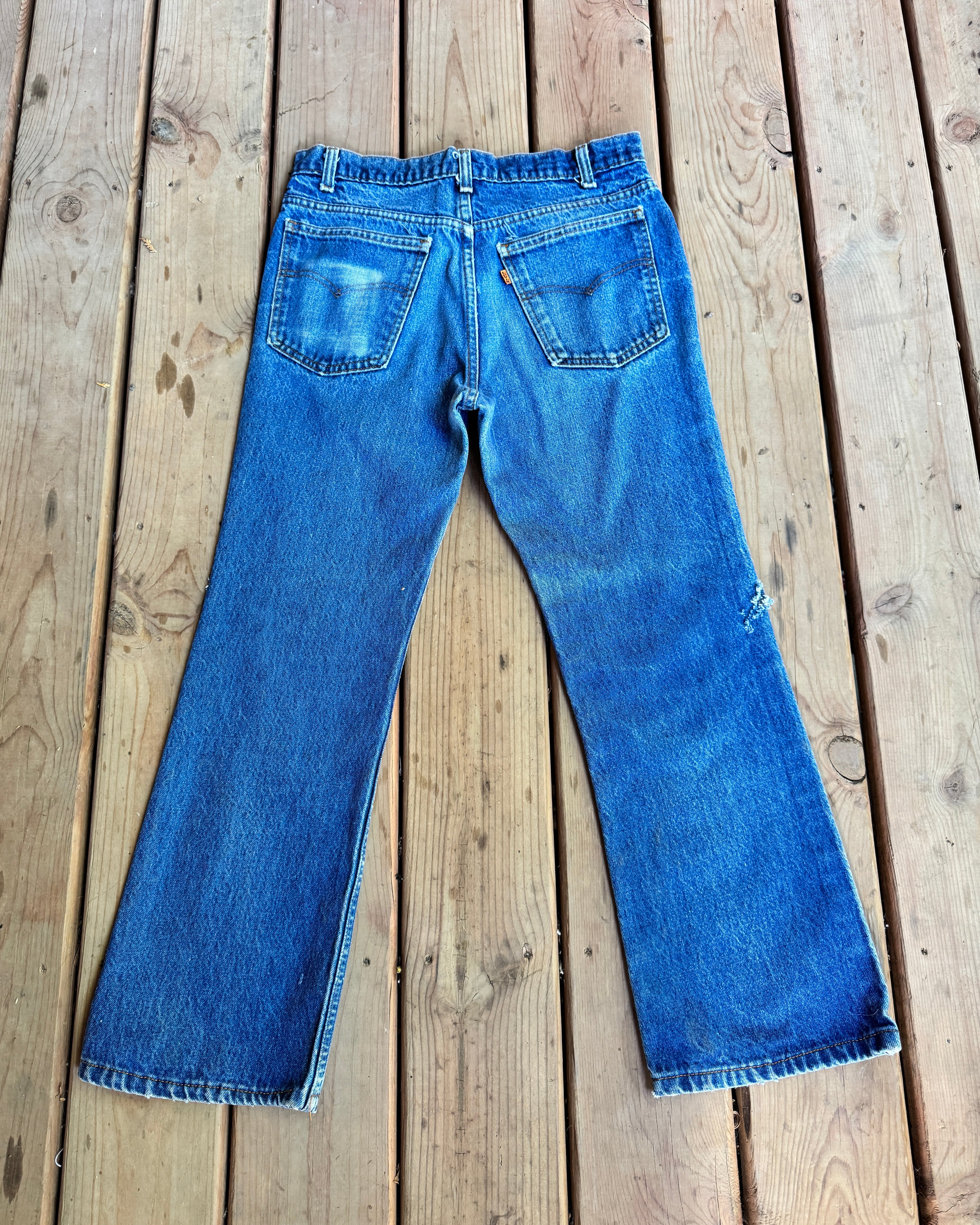 Vintage 1970s Orange Tab Flare Jeans High Waist Made in USA Waist 30