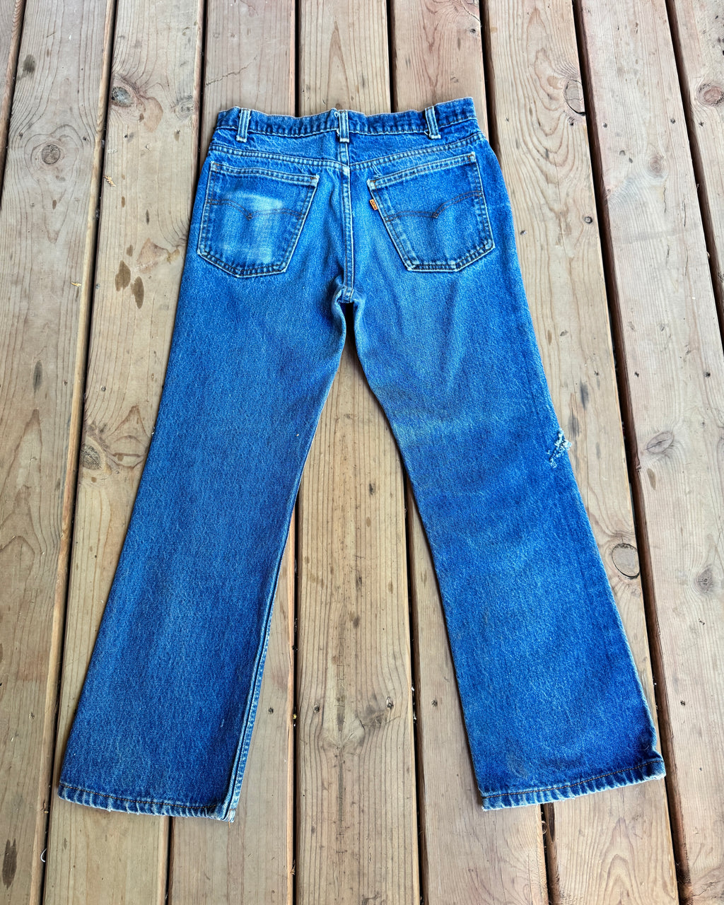 Vintage 1970s Orange Tab Flare Jeans High Waist Made in USA Waist 30