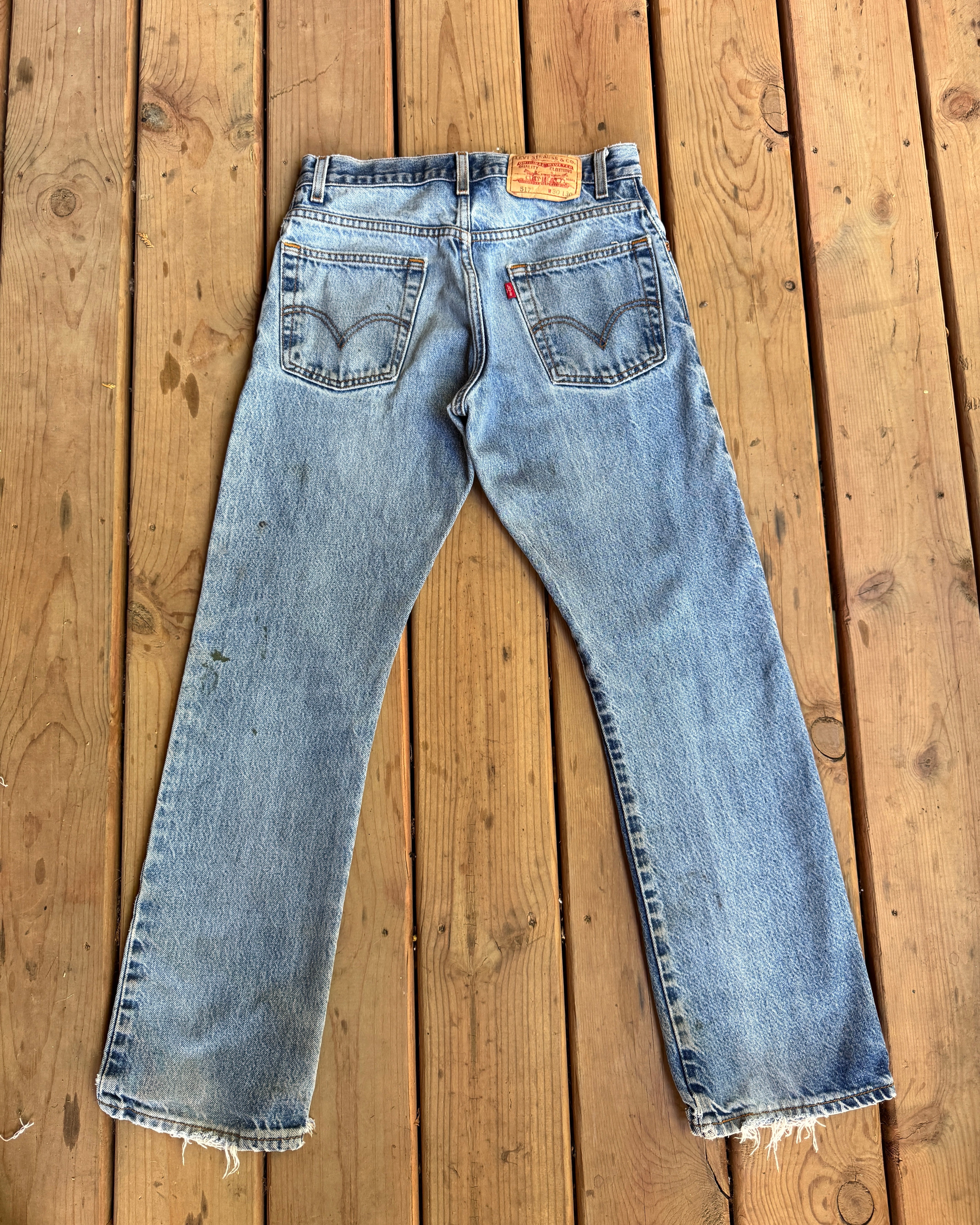 Vintage 90s Levis 517 Boot Cut Distressed Light Blue Wash Jeans Waist 29 Inseam 30