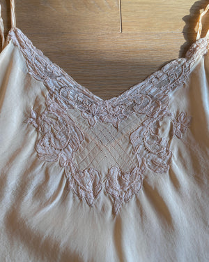 Vintage 1930s Pink Silk and Lace On Bias Step In Romper Onesie Size XS 2