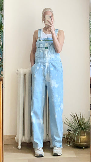 Vintage Y2K Liberty Bleached Denim Carpenter Overalls Light Wash Size M or 34