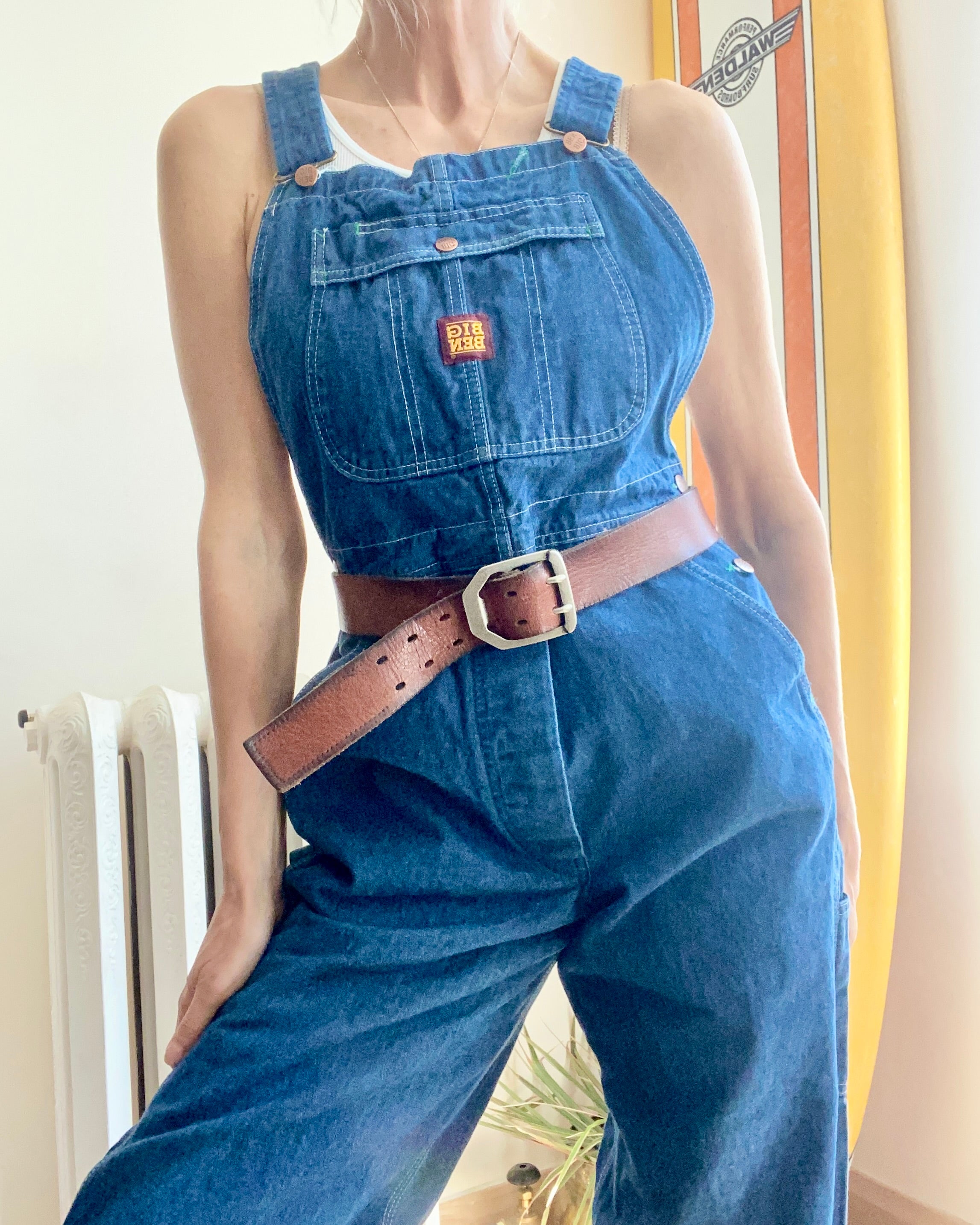 Vintage 1990s BIG BEN  by Wrangler Blue Denim Carpenter Bib Overalls Medium Wash Size M