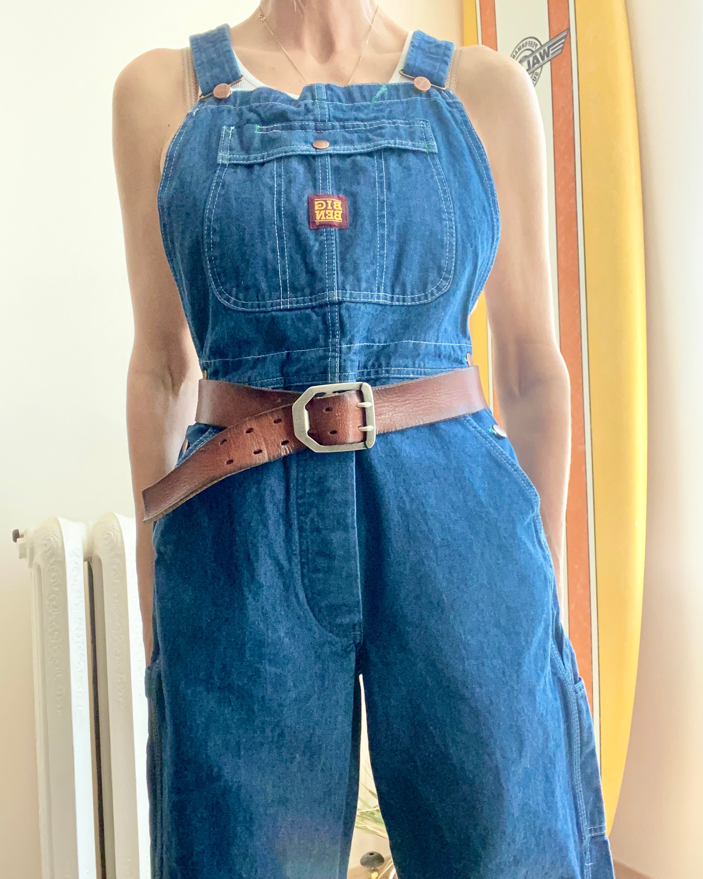 Vintage 1990s BIG BEN  by Wrangler Blue Denim Carpenter Bib Overalls Medium Wash Size M