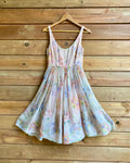 Vintage Early 2000s Floral Silk Chiffon Pink Party Dress M 6