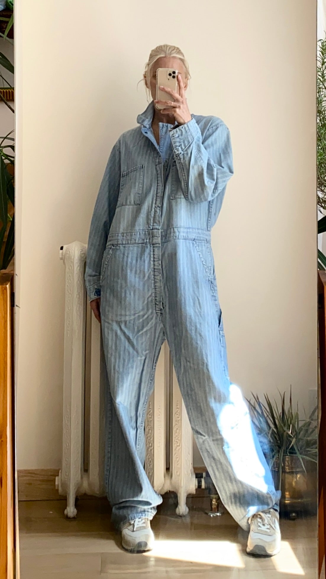 Vintage Stripe Herringbone Mechanic Boiler Carpenter Jumpsuit Coveralls L XL