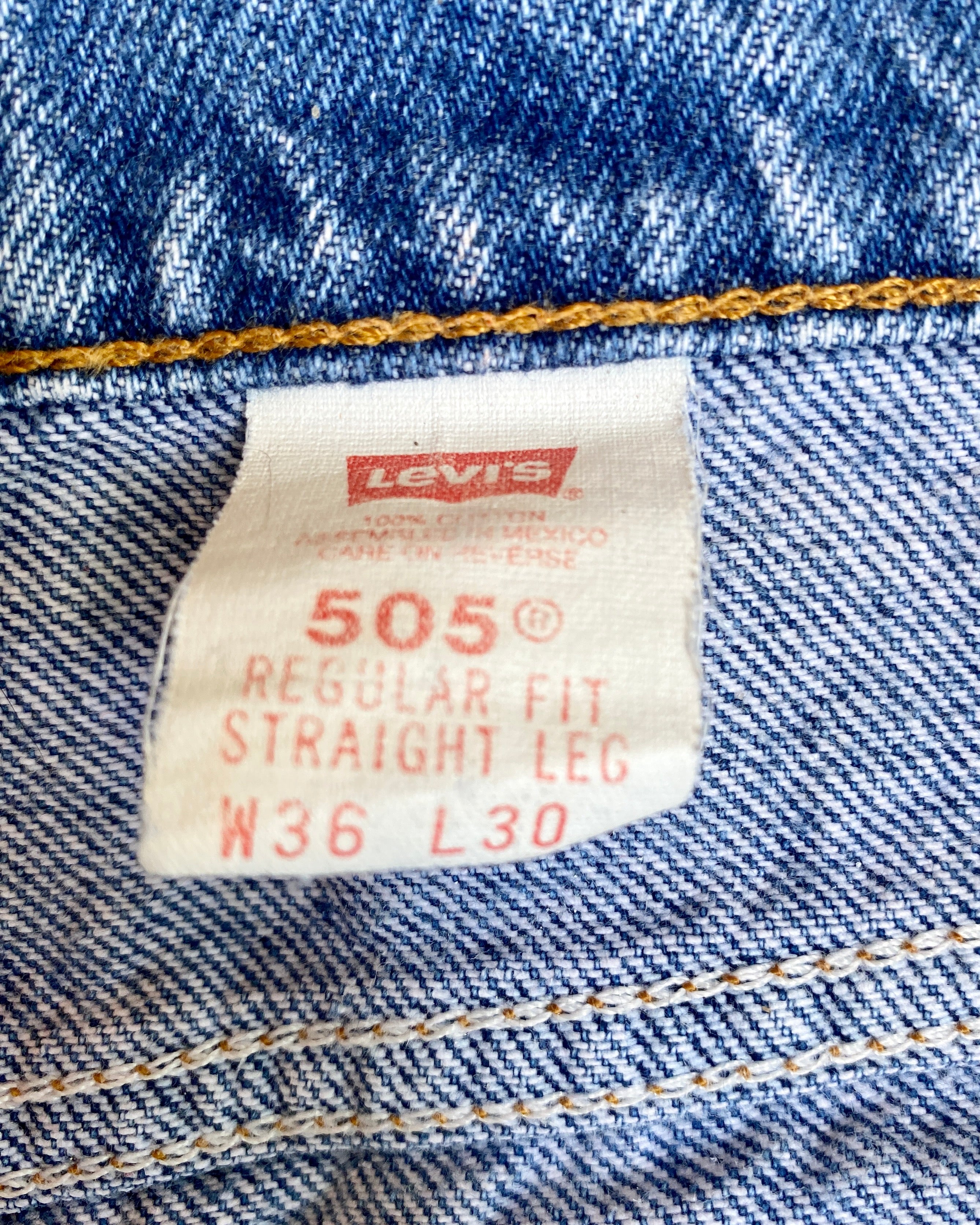 Vintage 1980s Orange Tab Levis 505 Medium Wash Jeans size 36