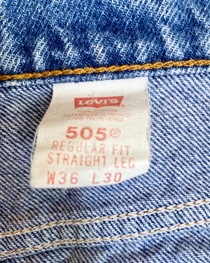 Vintage 1980s Orange Tab Levis 505 Medium Wash Jeans size 36