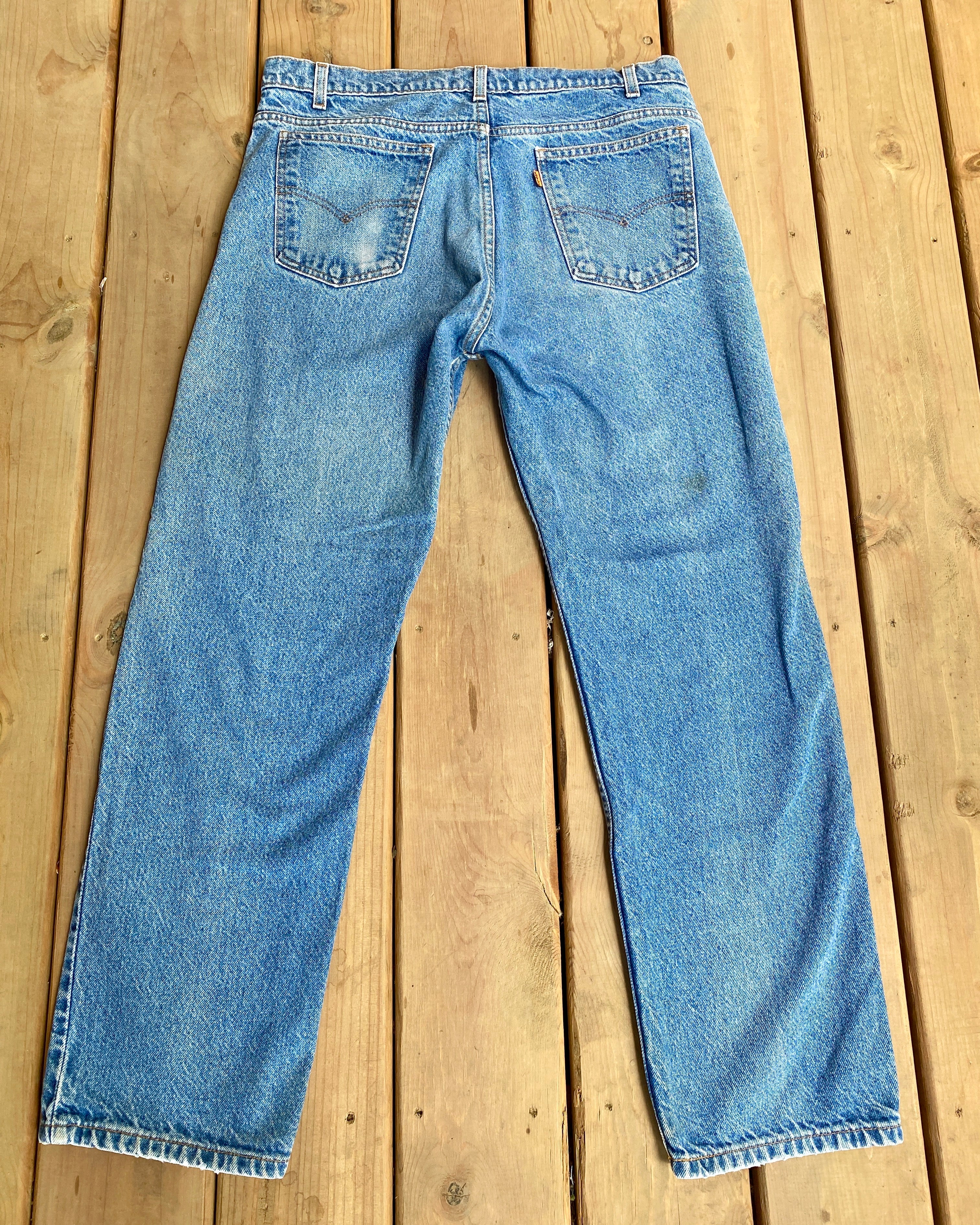Vintage 1980s Orange Tab Levis 505 Medium Wash Jeans size 36