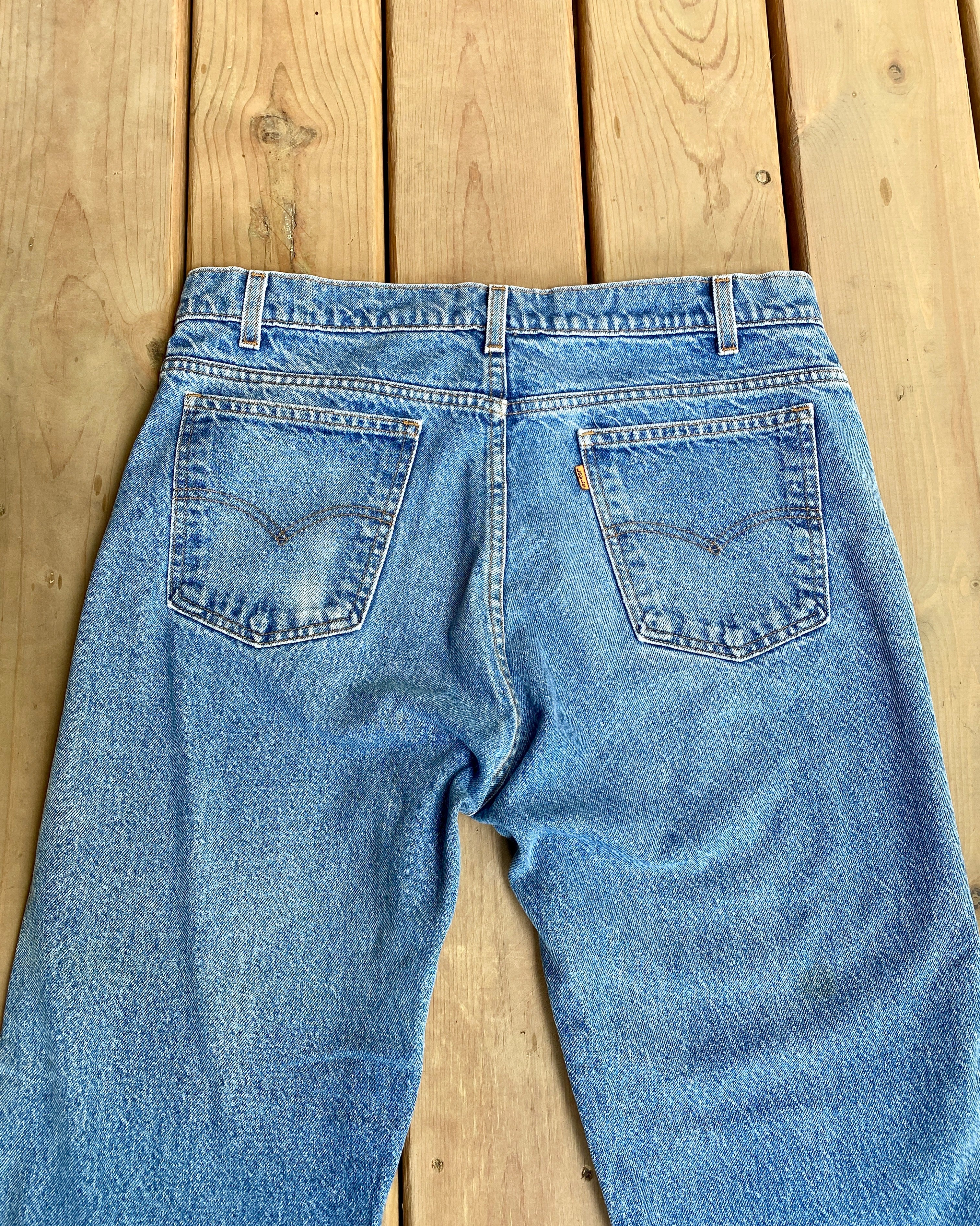 Vintage 1980s Orange Tab Levis 505 Medium Wash Jeans size 36