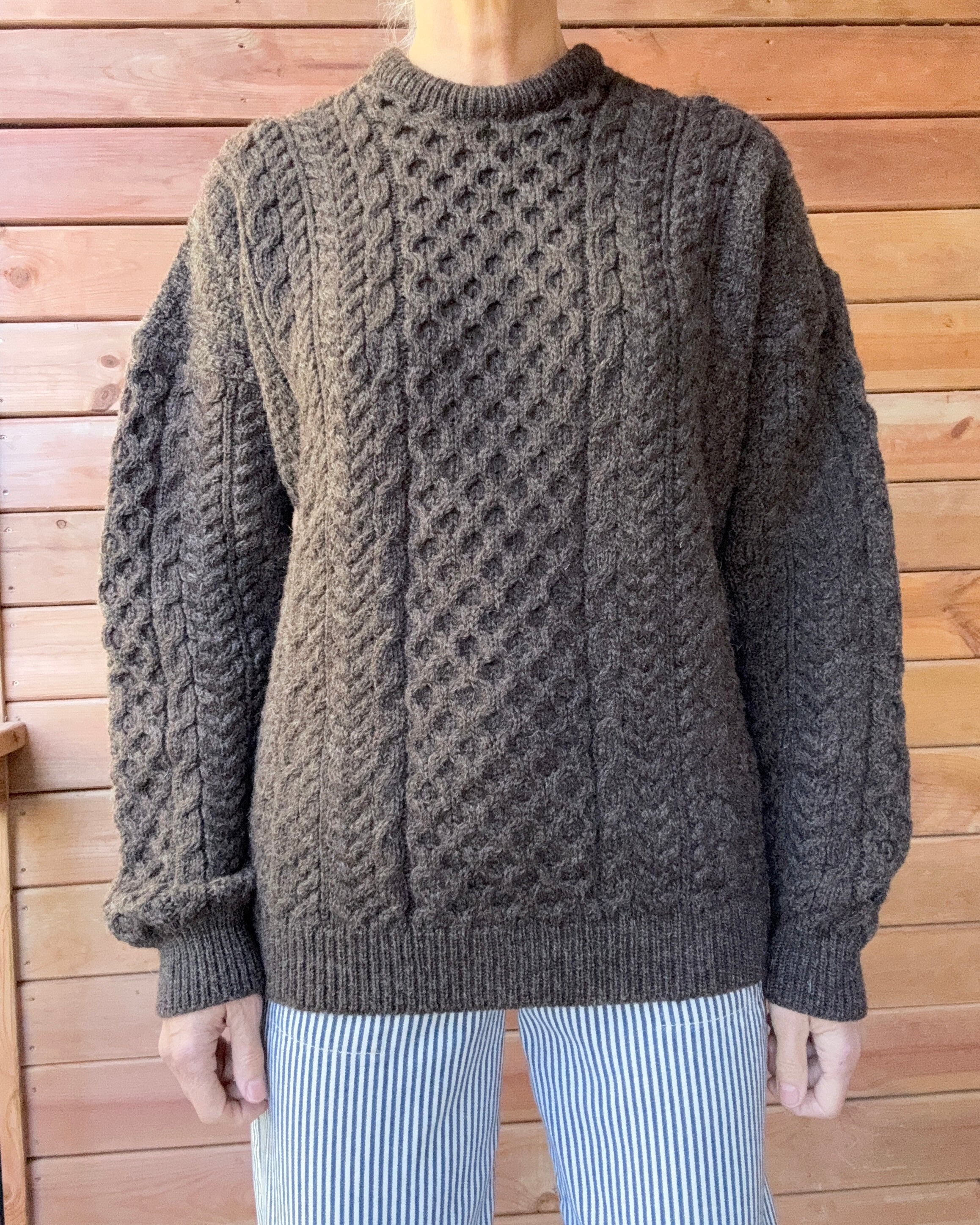 Vintage Orvis Cable Aran Fisherman Hand Knit Sweater Made in Ireland