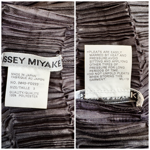 Vintage Late 1990s  ISSEY MIYAKE Black Architectural Pleated Blouse Shirt Cardigan with Buttons and Wide Collar Size 3