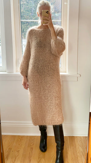 BOZIDARA Hand Knit Taupe Dress Tunic One Size