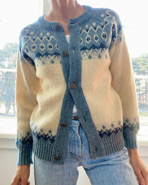 Vintage NORLFENDER Norwegian Fair Isle Cardigan Sweater S SM