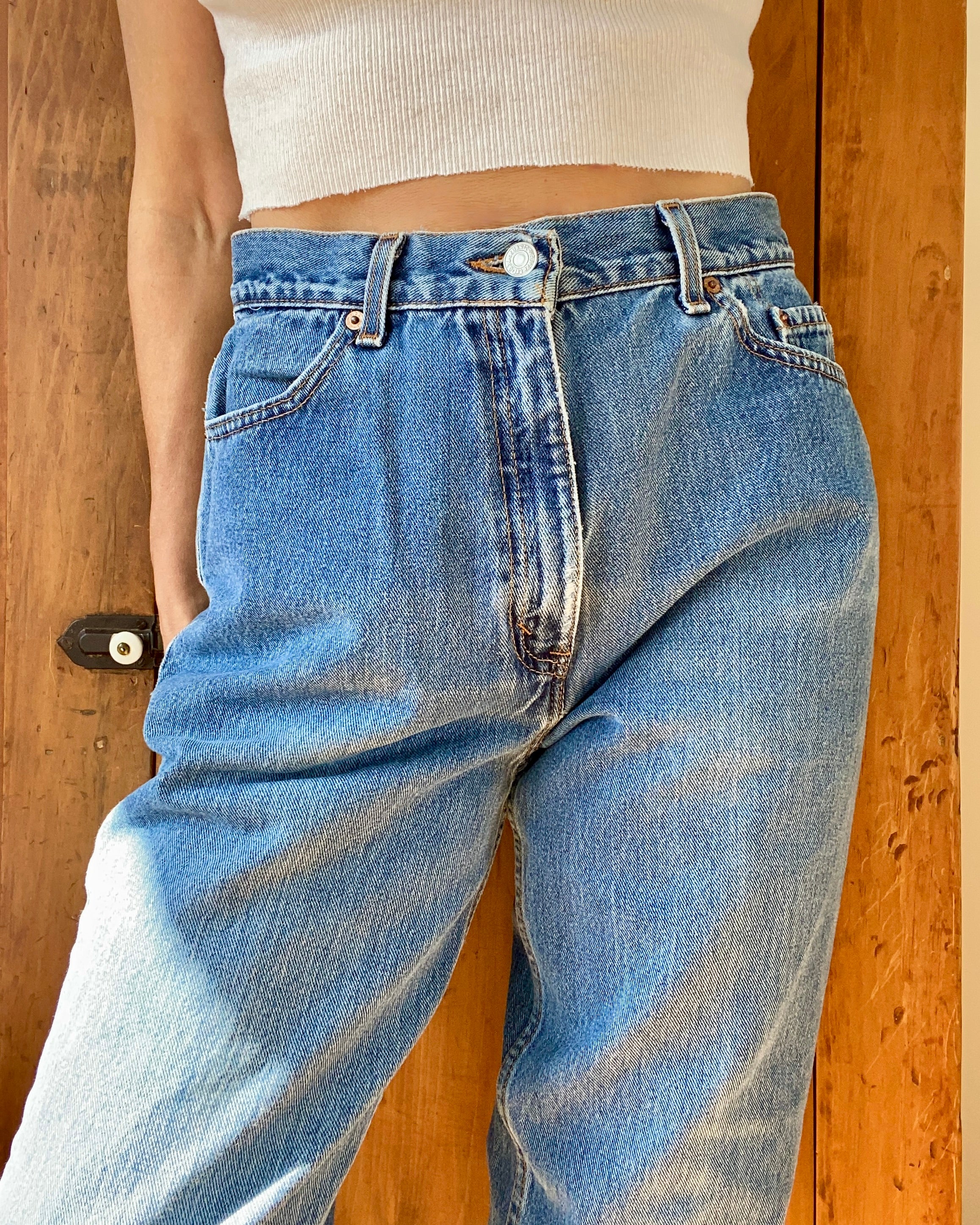 Vintage 1990s Levis 512 High Waist Medium Wash Denim Jeans size 31 Made in USA
