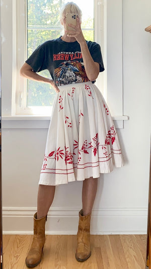 Vintage 1950s Full Circle Embroidered Skirt