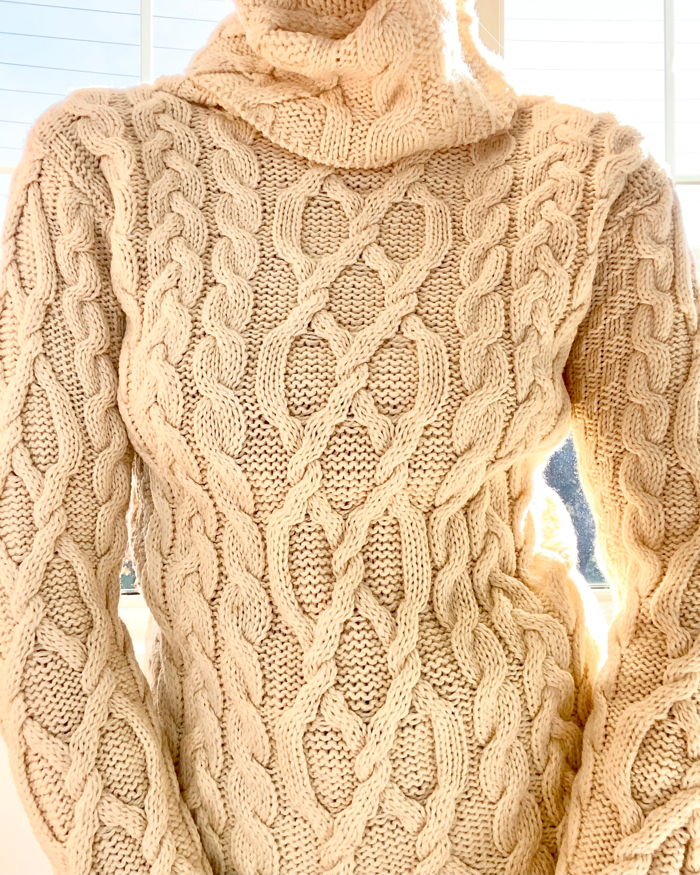 Vintage Cream Aran Cable Turtleneck