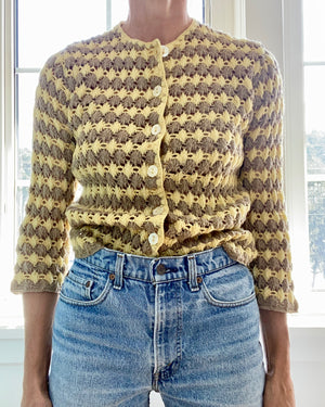VINTAGE 1950s Granny Stripe Crochet Cardigan