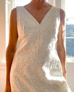 VINTAGE 1960s Silver and Ivory Brocade Dress and Cape