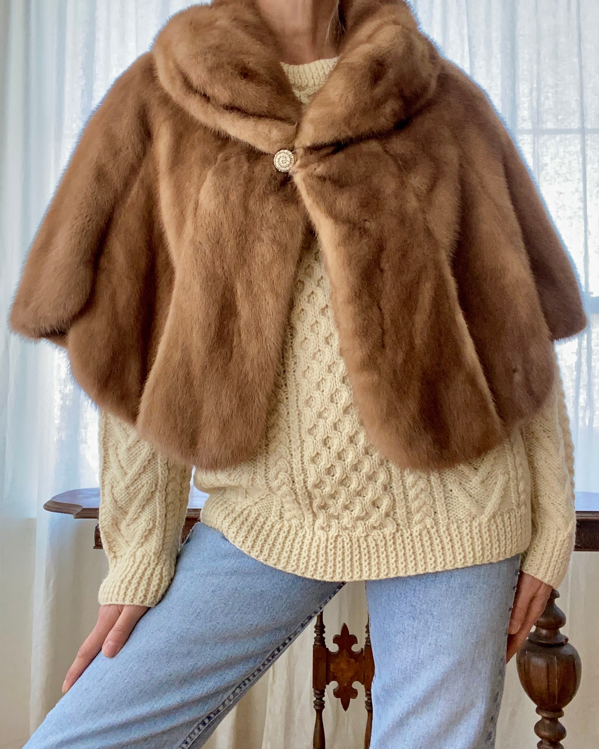 Vintage Blonde Mink Shawl Stole Cape Jacket