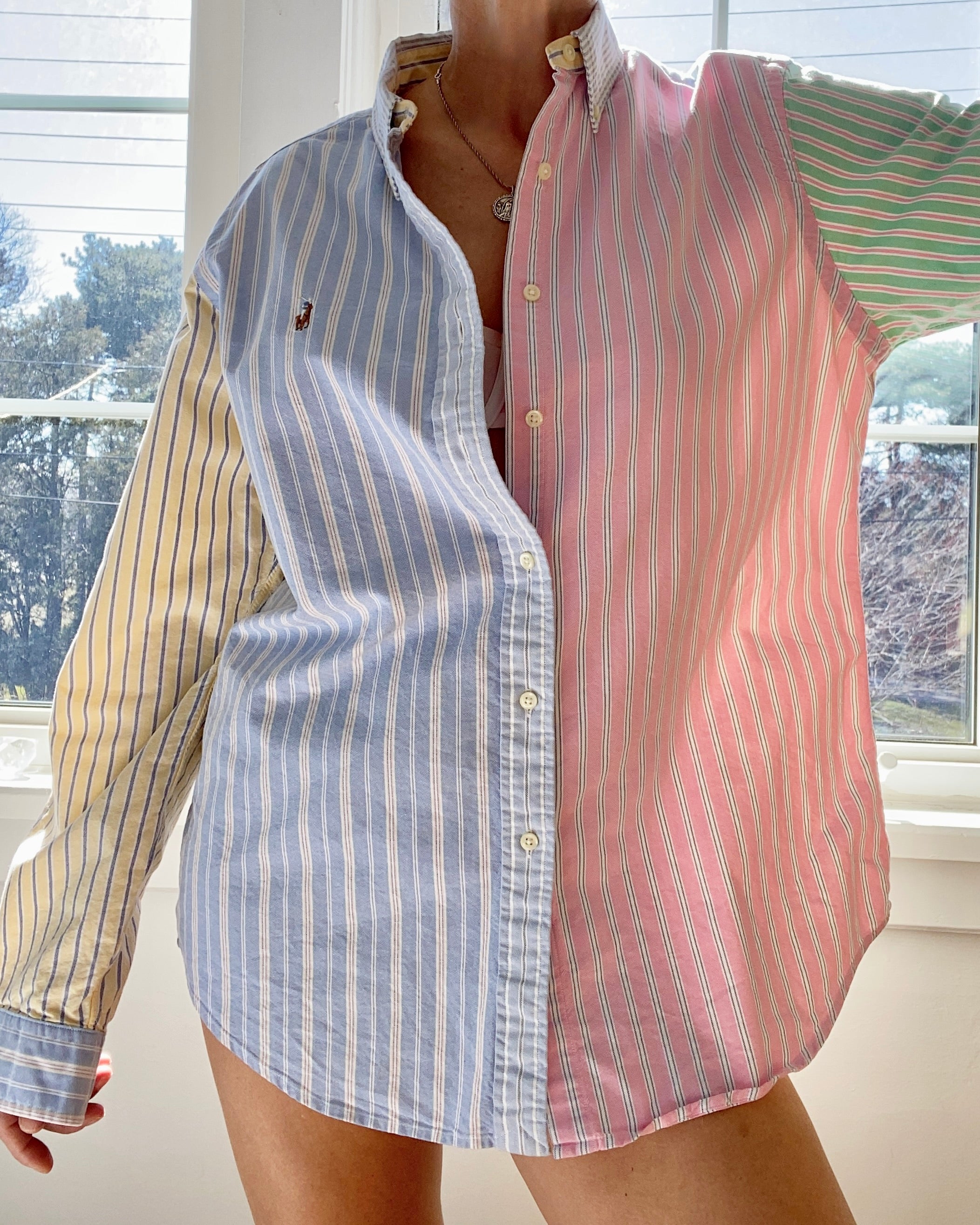 Vintage Ralph Lauren Mens Oxford Multi Stripe Shirt