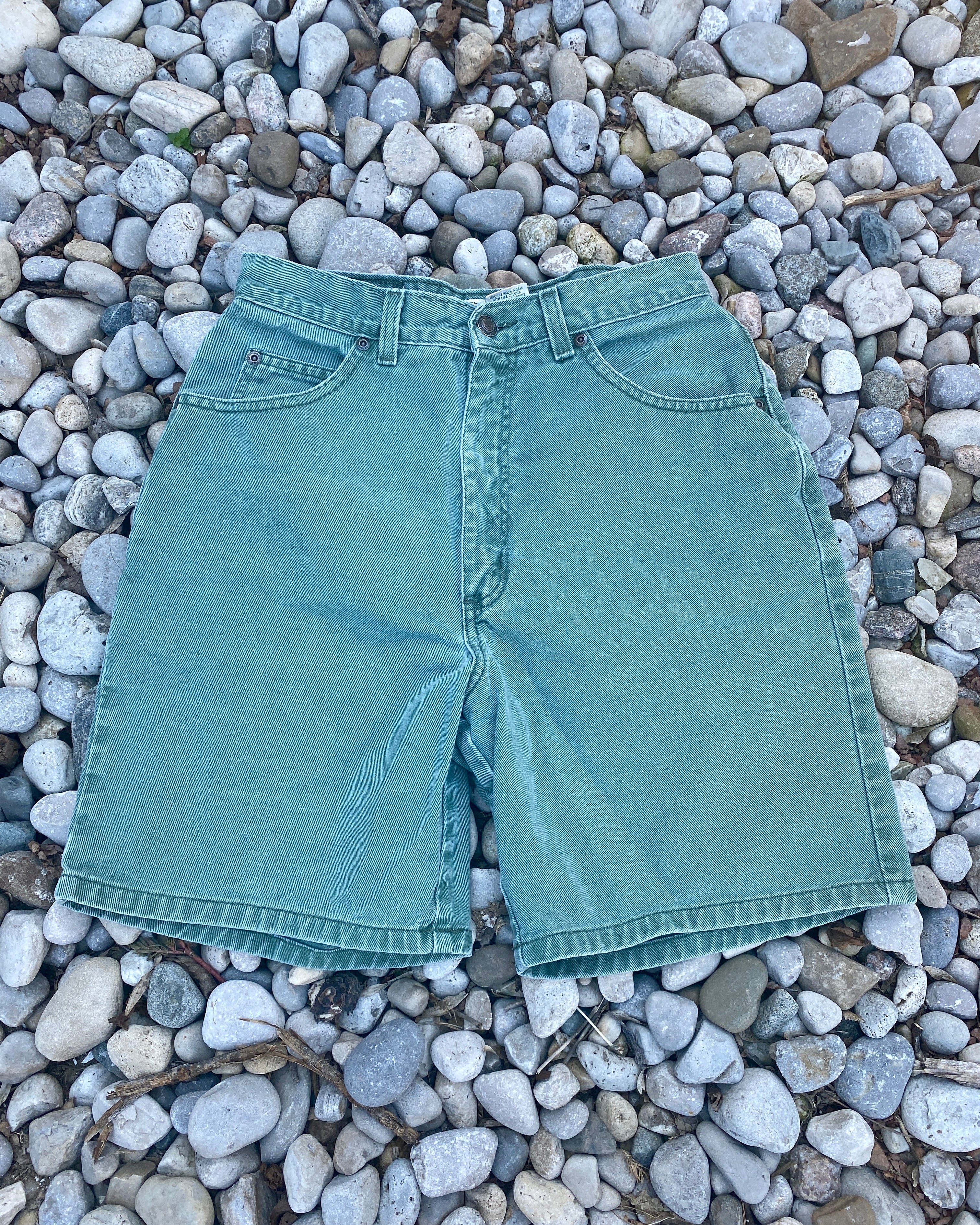 Vintage 90s St Johns Bay Green Denim High Waist Shorts M