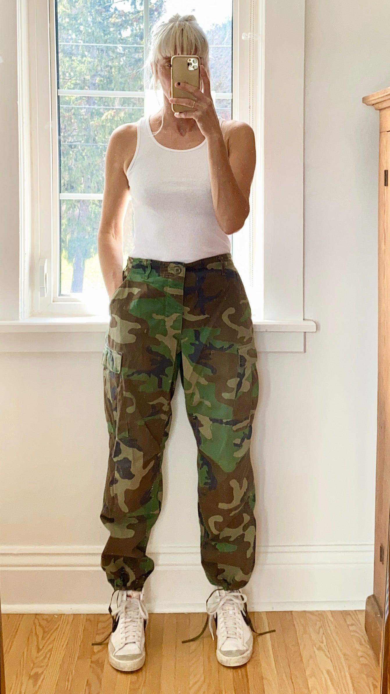 Vintage US Army Military Woodland Camouflage Cargo Pants Size 31
