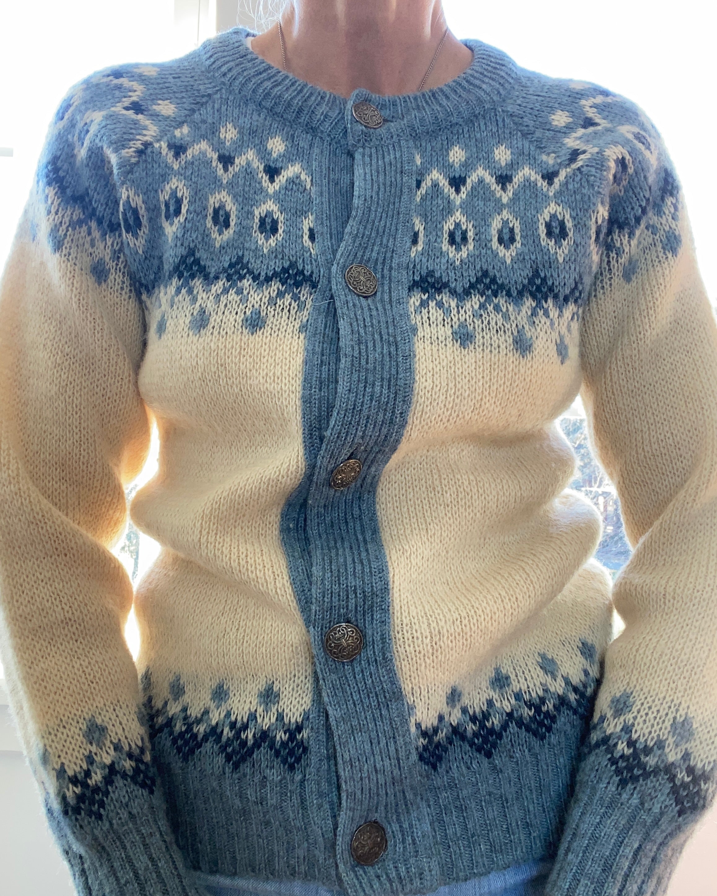 Vintage NORLFENDER Norwegian Fair Isle Cardigan Sweater S SM