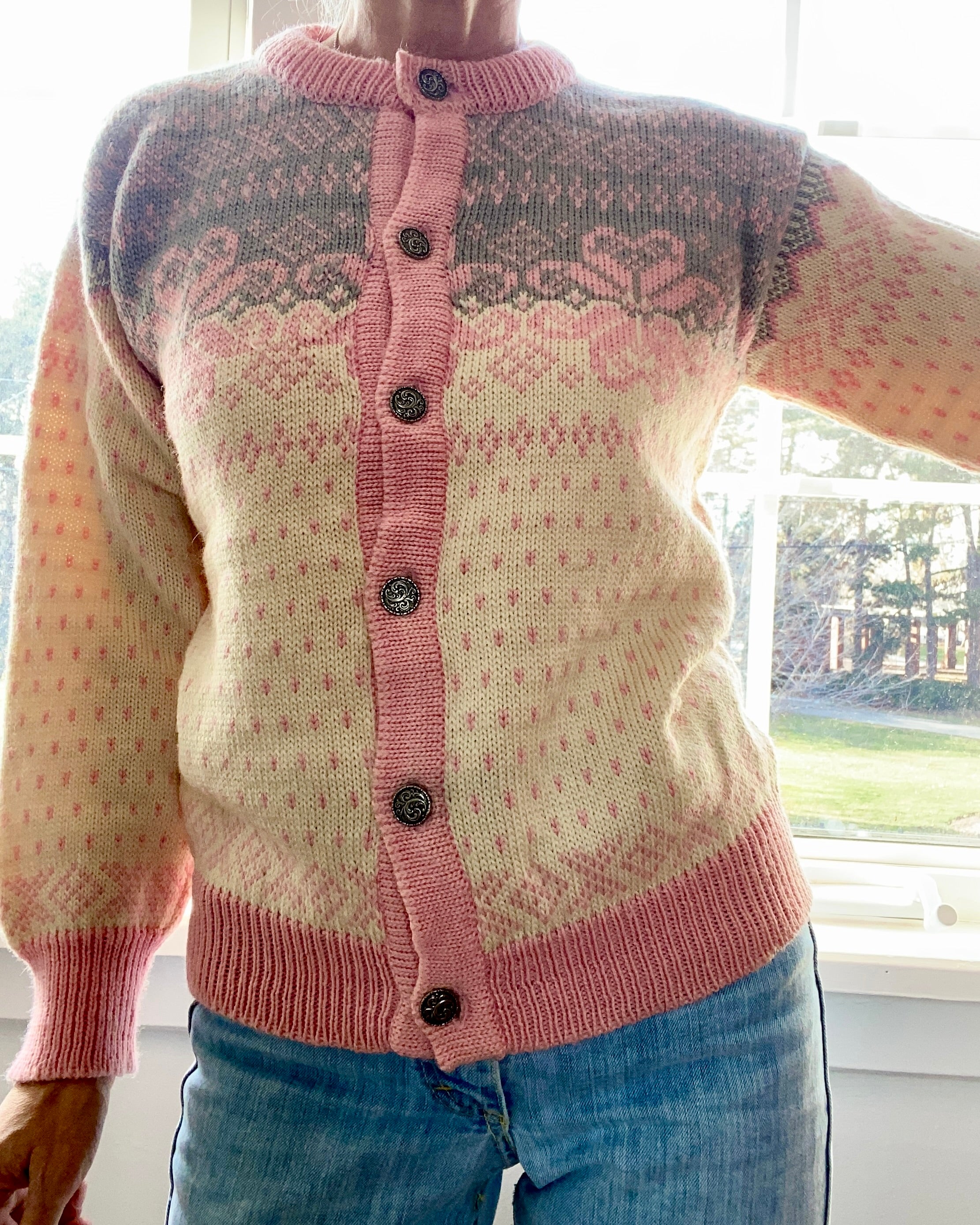 Vintage DALE of Norway Norwegian Fair Isle Cardigan Sweater M